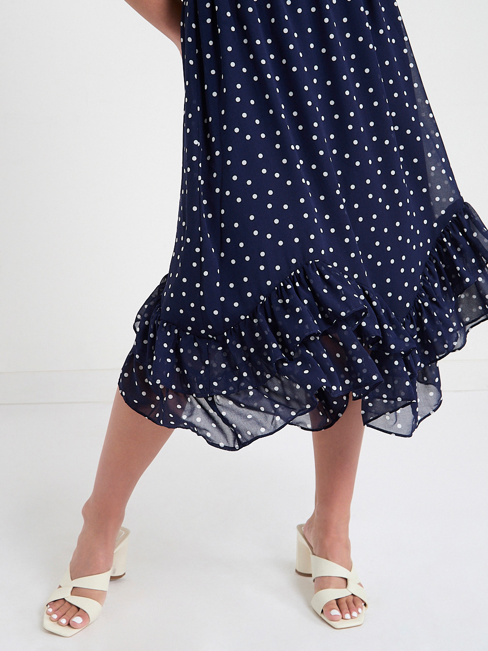 Chiffon Handkerchief Hem Ruffle Dress