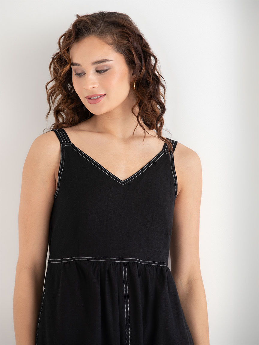Knee-Length Linen Dress