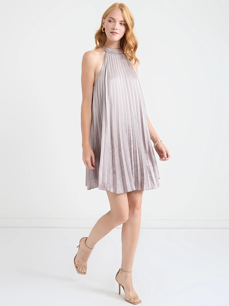 Satin Wide Halter Mini Dress