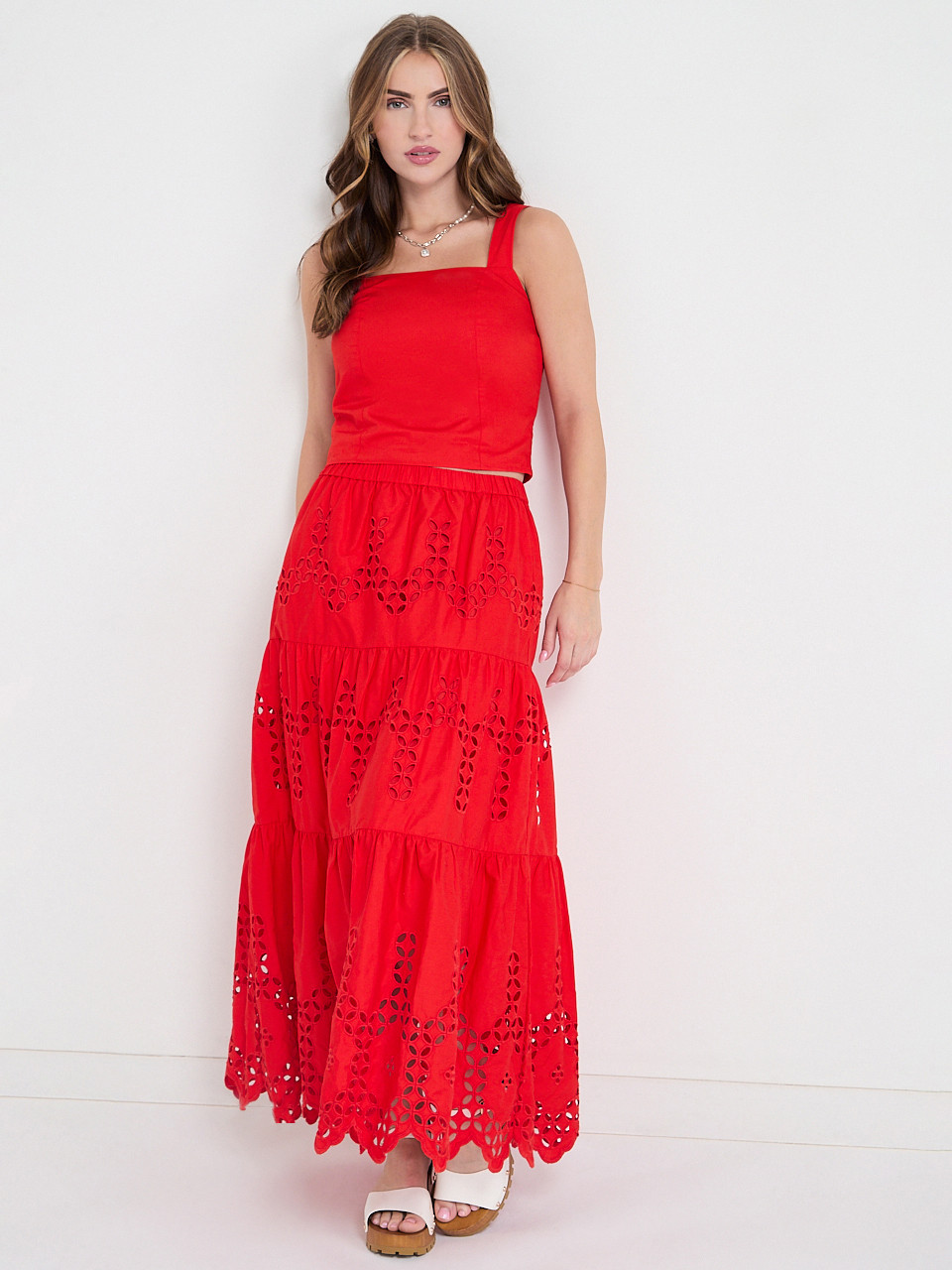 Eyelet Maxi Skirt