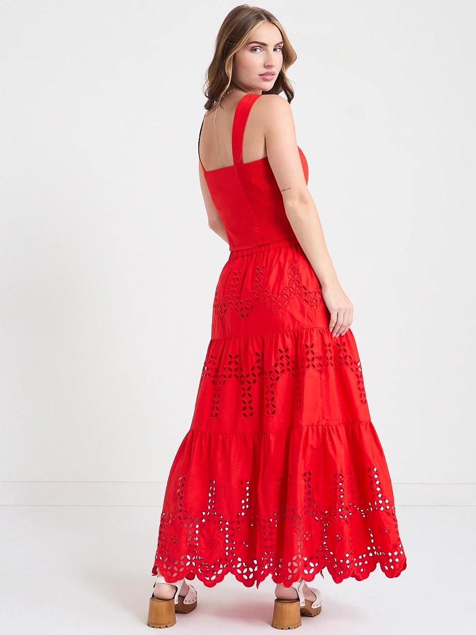 Eyelet Maxi Skirt