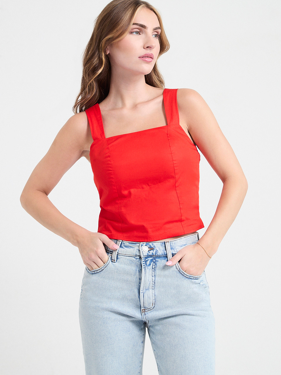 Square Neck Poplin Tank