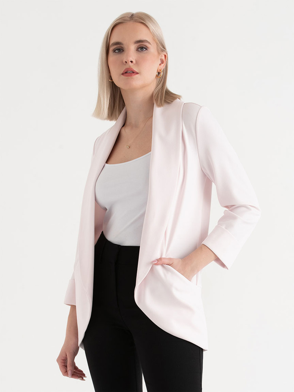York Shawl  Collar Blazer in Barely Pink