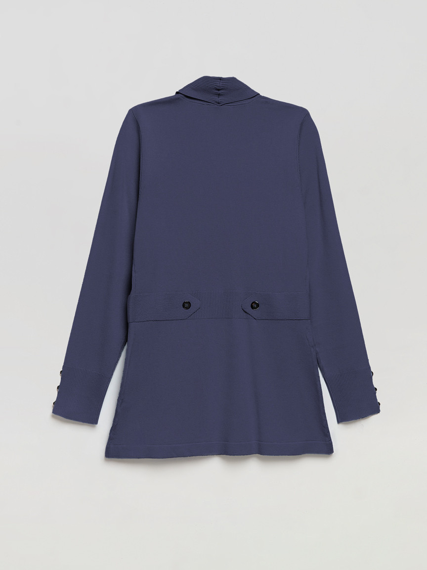 Side Tab Button Cardigan in Crown Blue
