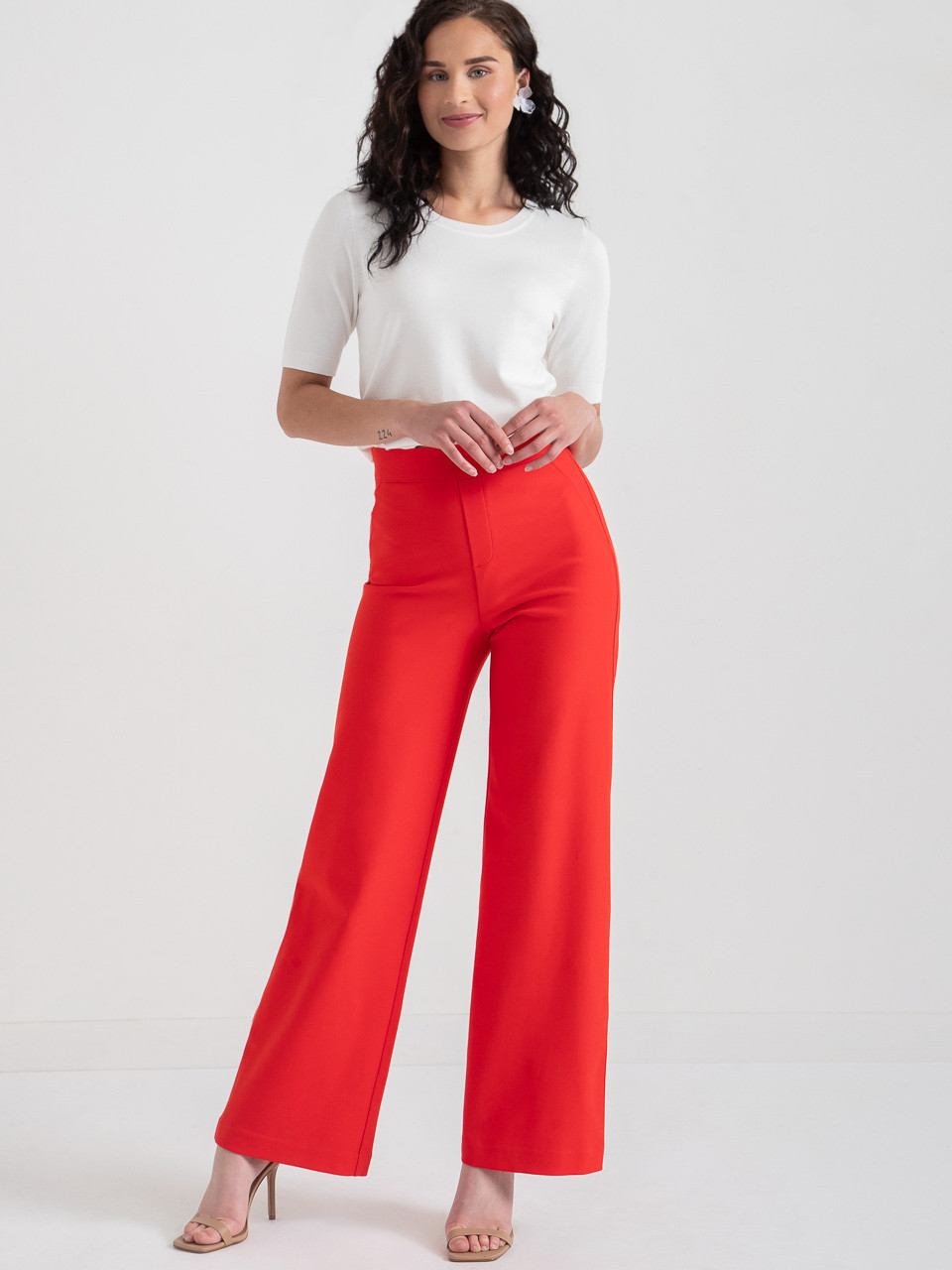 Paulie Trouser in Luxe Ponte in Fiery Red