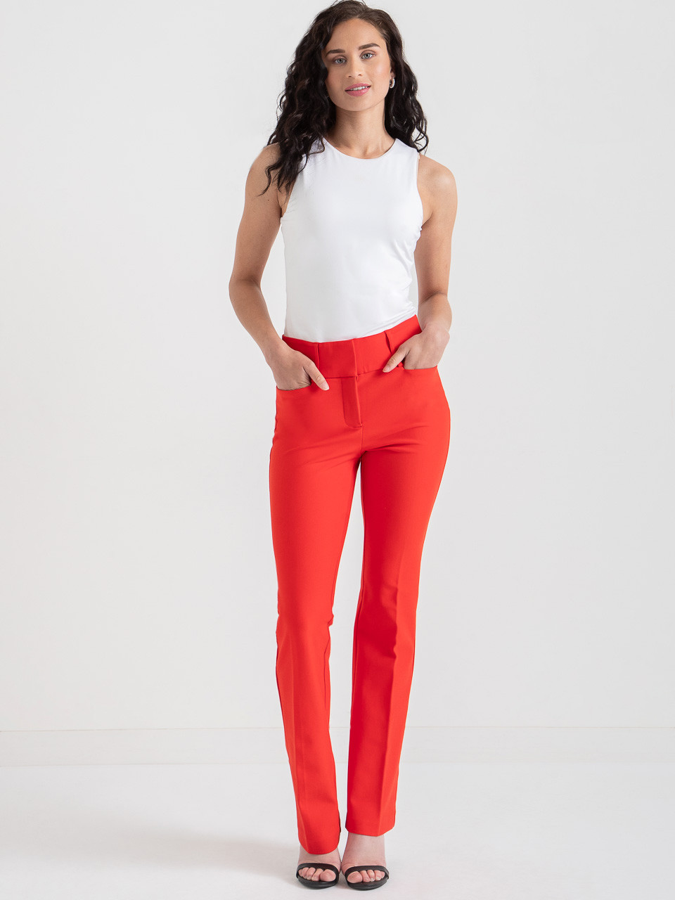 Bradley Bootcut Pant in Luxe Ponte in Fiery Red