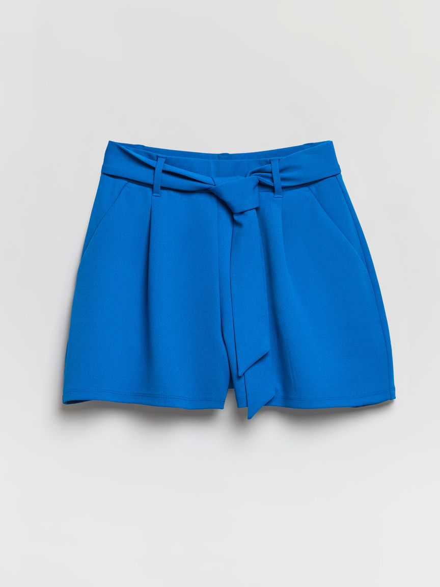 Belted Shorts in Scuba Crepe in Directoire Blue