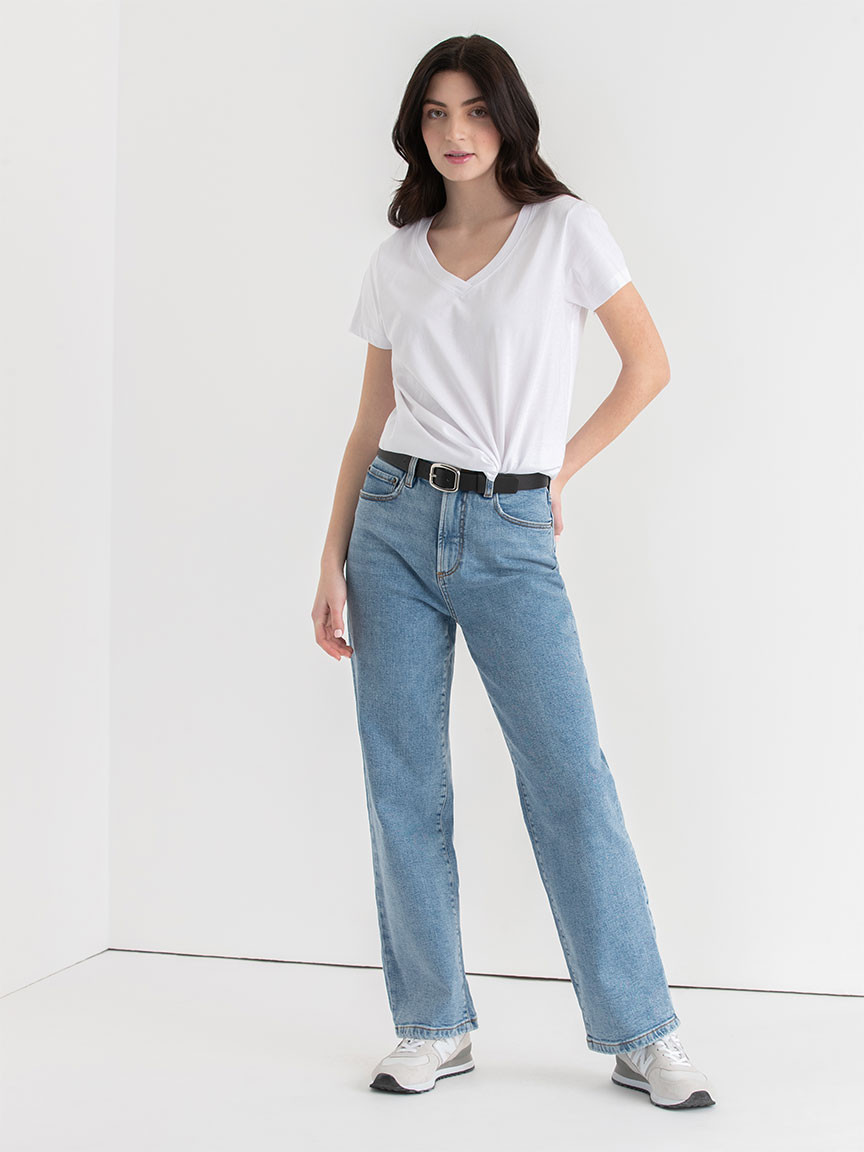 Relaxed V-Neck Tee in White