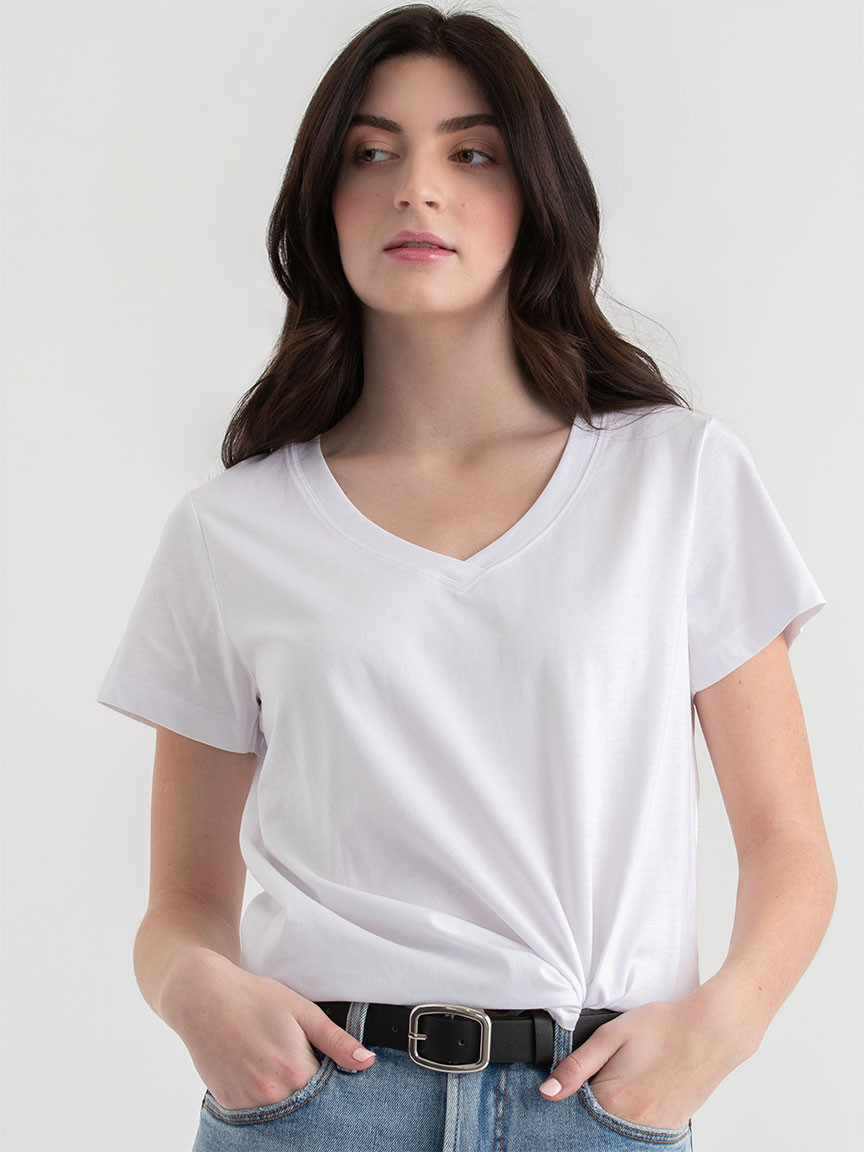 Relaxed V-Neck Tee in White