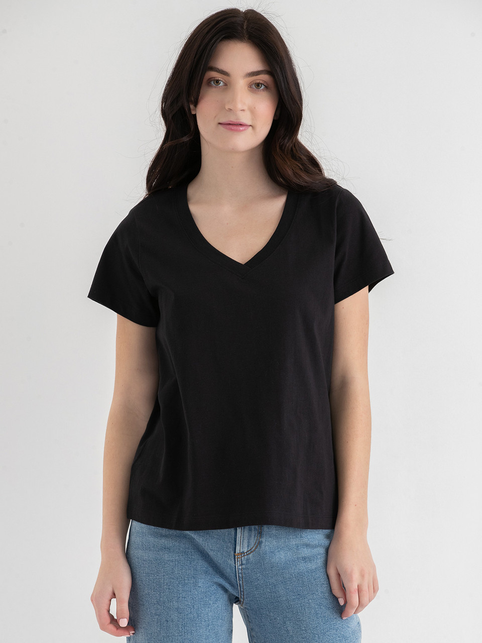 Relaxed V-Neck Tee Black