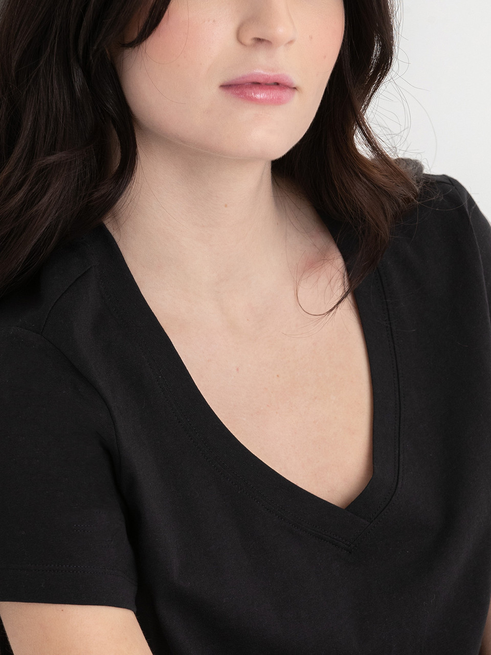 Relaxed V-Neck Tee in Black