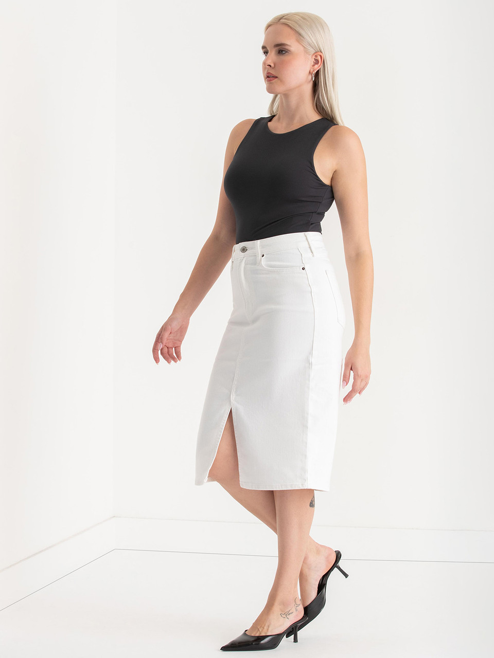 Denim Midi Skirt in Sugar Swizzle