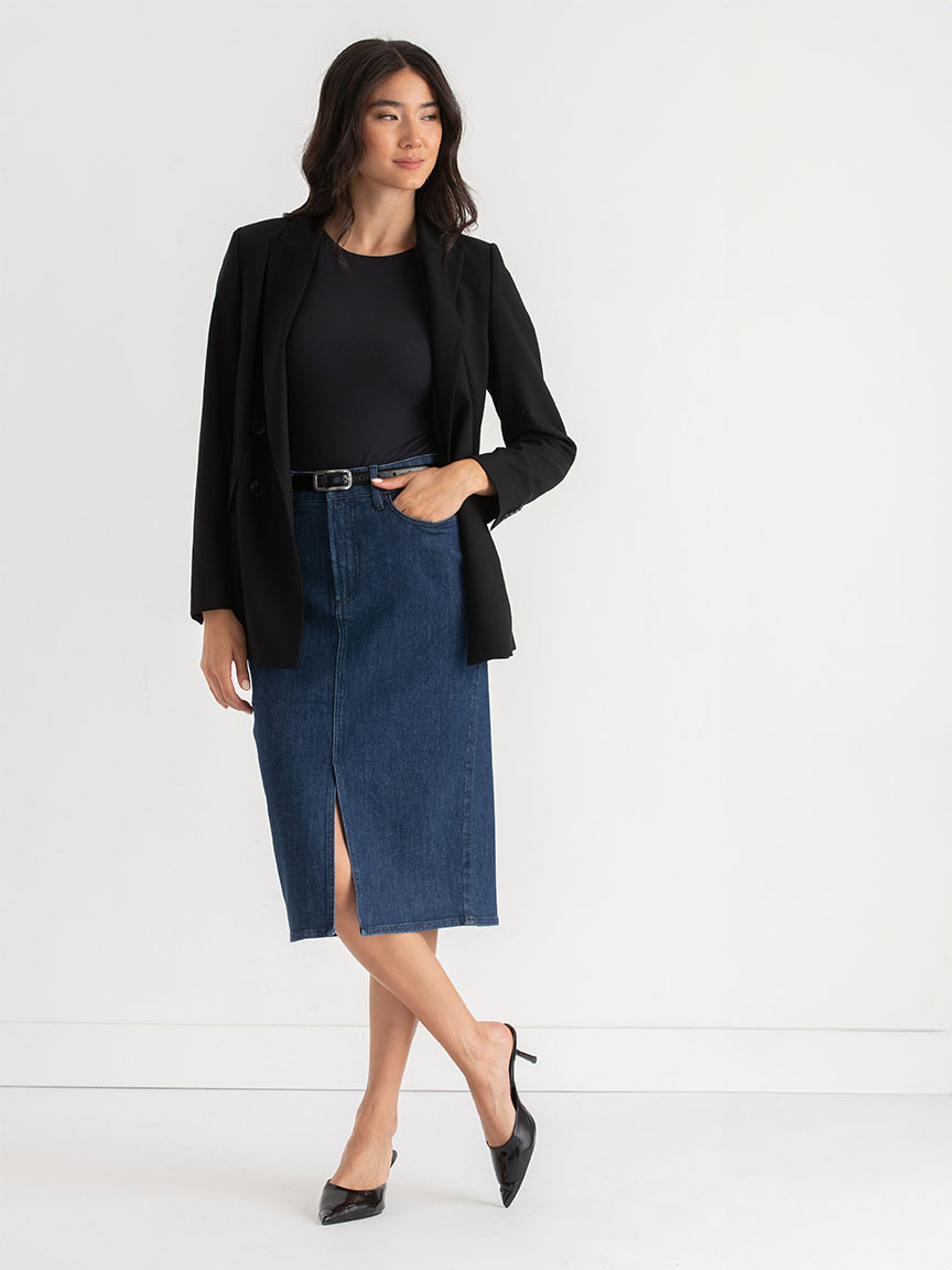 Denim Midi Skirt Dark Wash