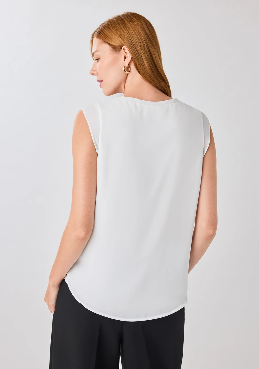 2-Layer Cap Sleeve Blouse in Blanc de Blanc