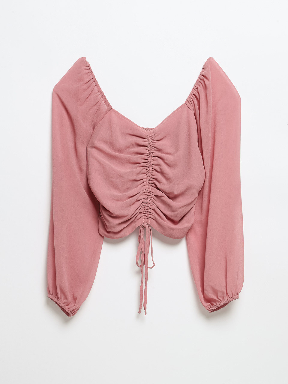Channel Front Cropped Sweetheart Blouse in Lilas