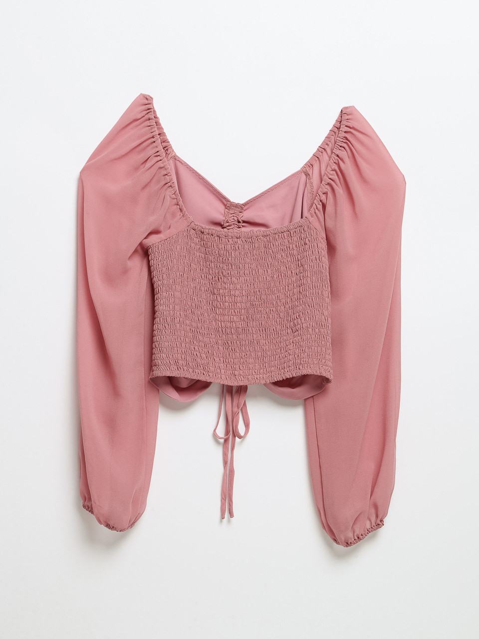 Channel Front Cropped Sweetheart Blouse Lilas