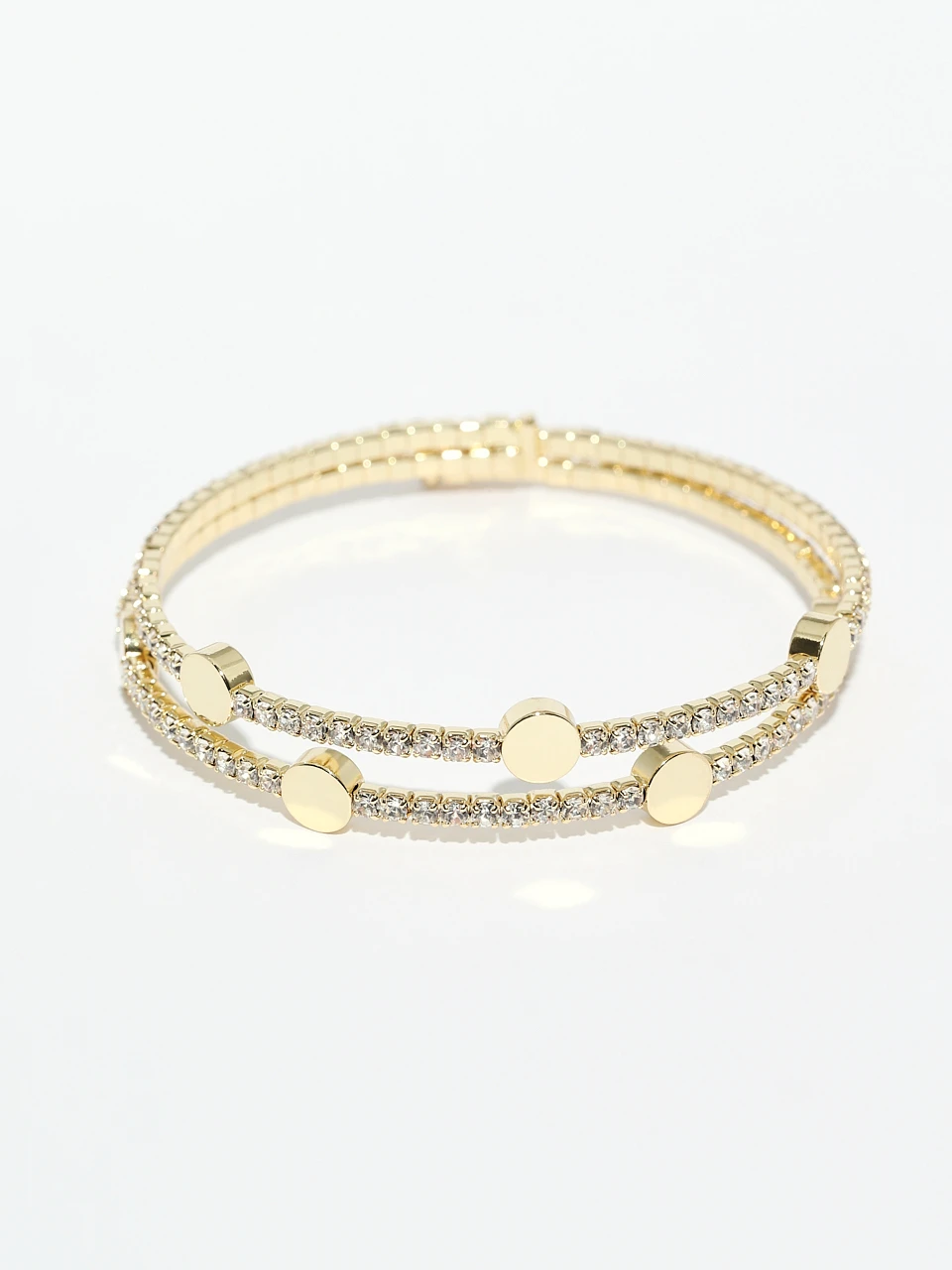 14K Gold Plated Paved Stone Bangle