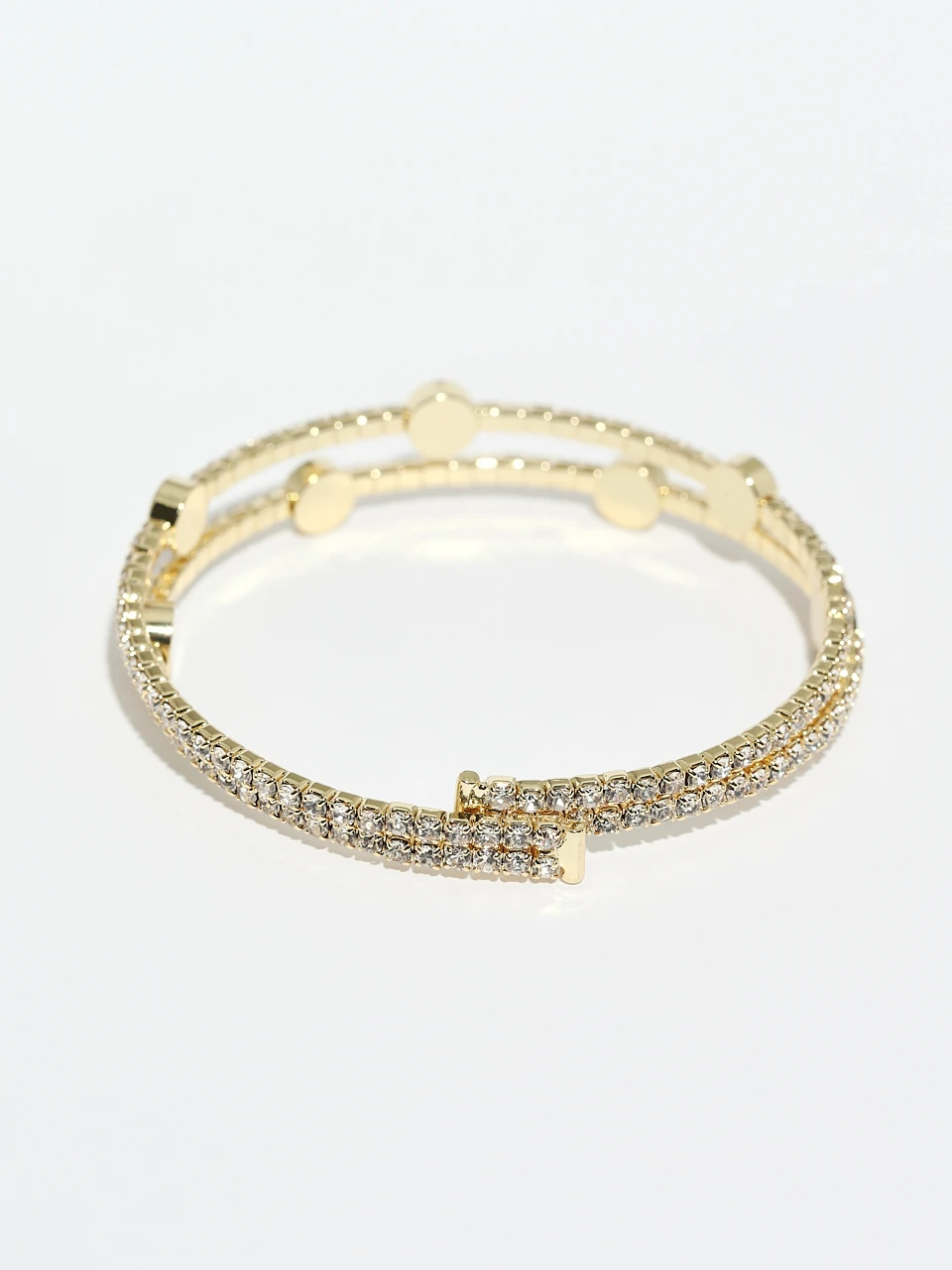 14K Gold Plated Paved Stone Bangle