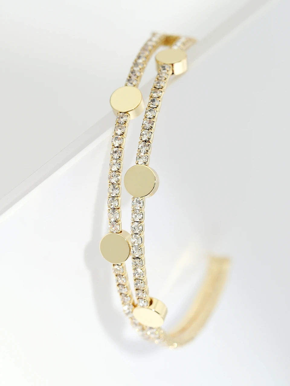 14K Gold Plated Paved Stone Bangle