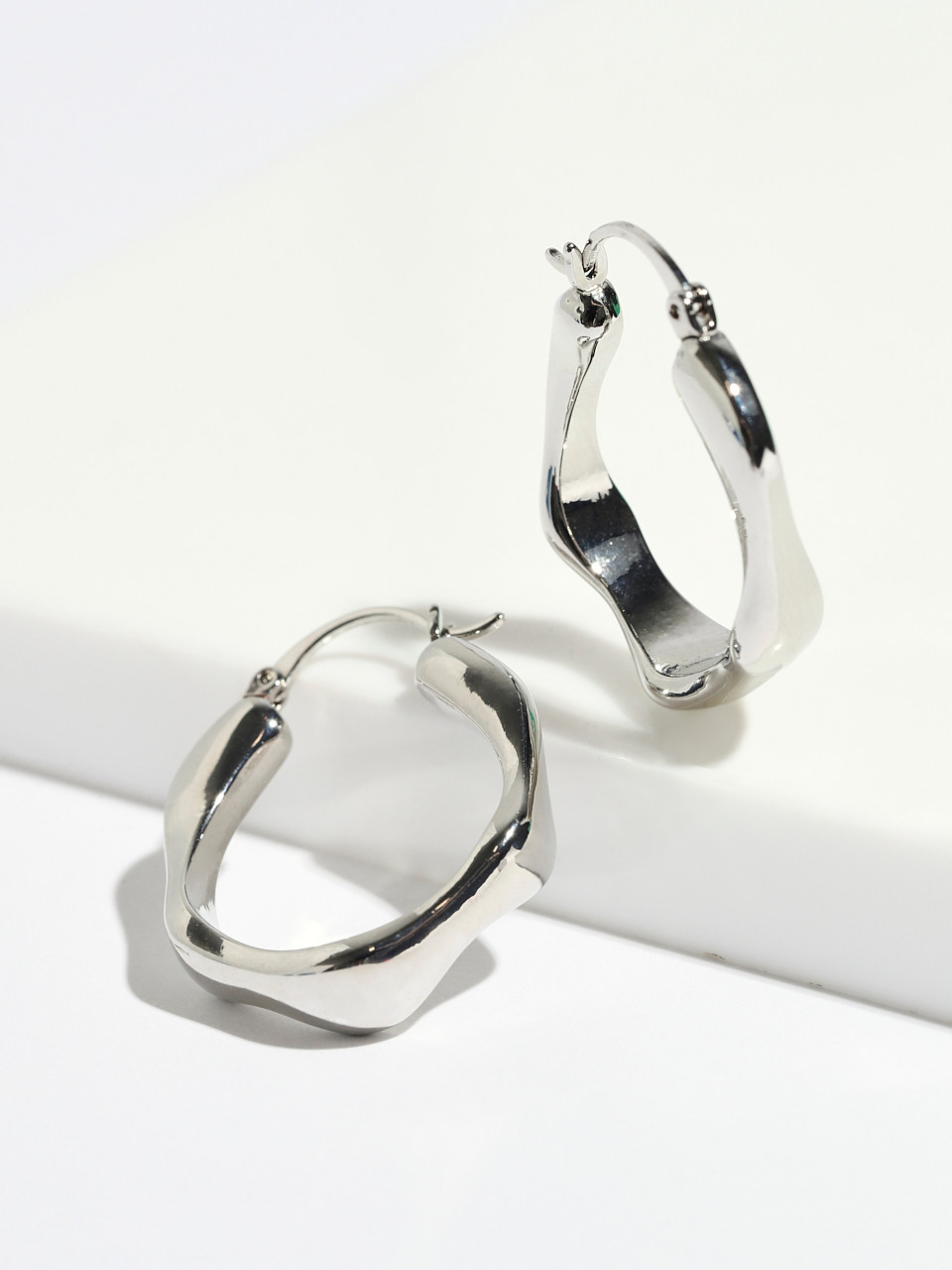 14k Gold Plated Warped Hoop Earrings