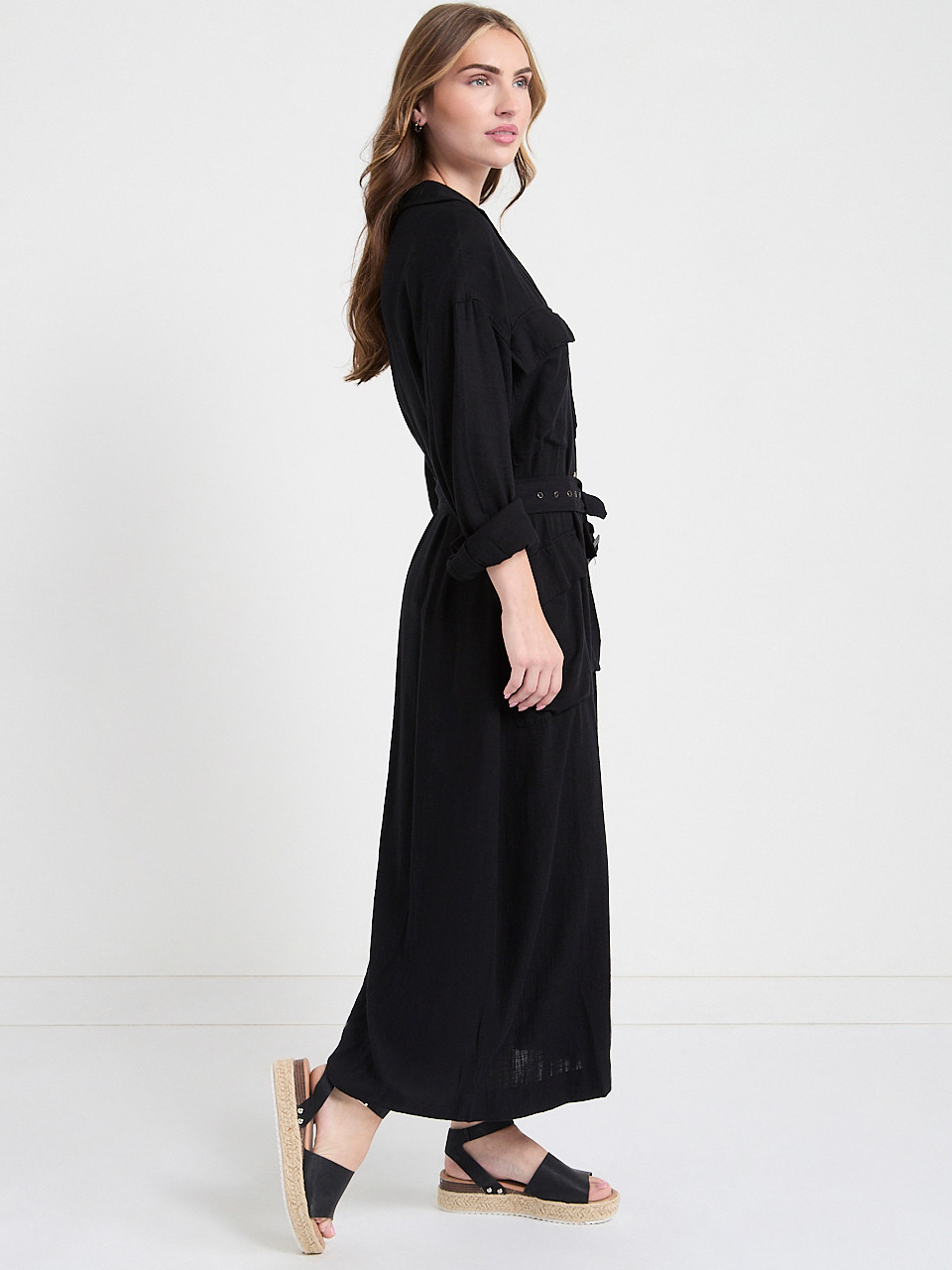 Linen Midi Shirt Dress