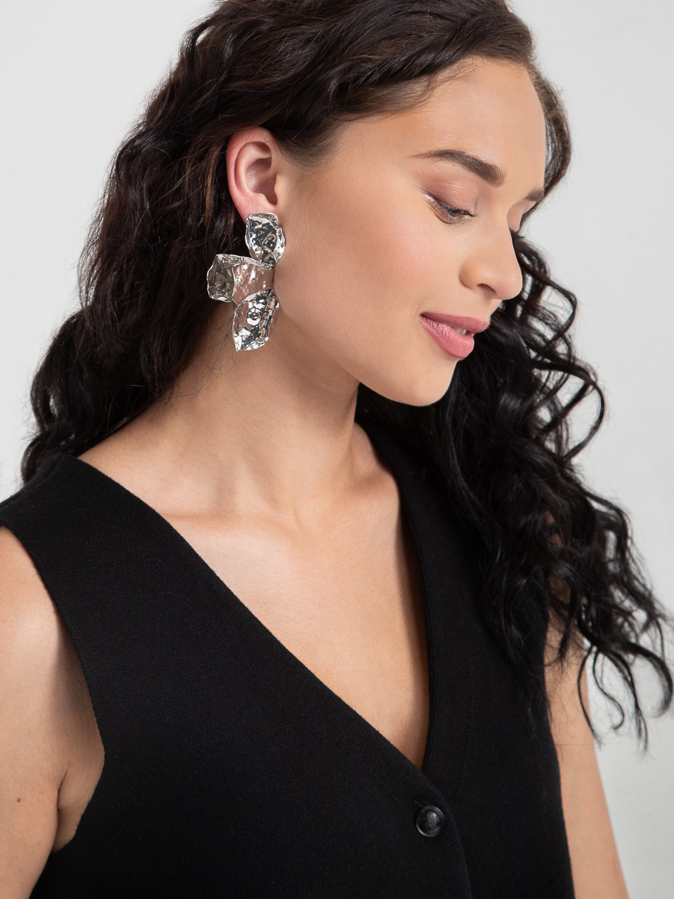 Silver Floral Earrings