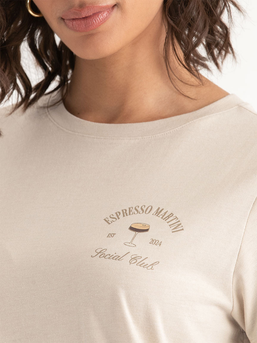 Relaxed Crew Neck Tee Shirt in Espresso Screen