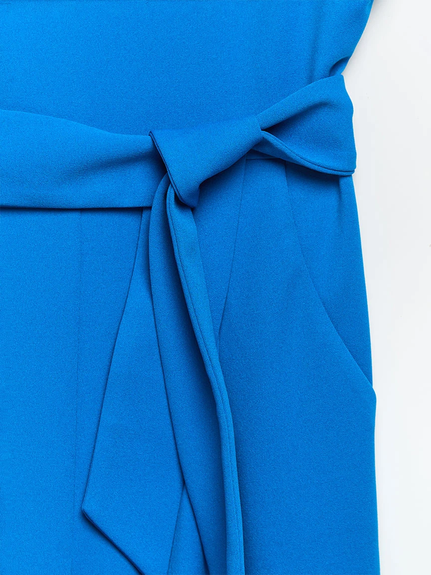 Venus Wide Leg Jumpsuit in Iconic Crepe in Directoire Blue