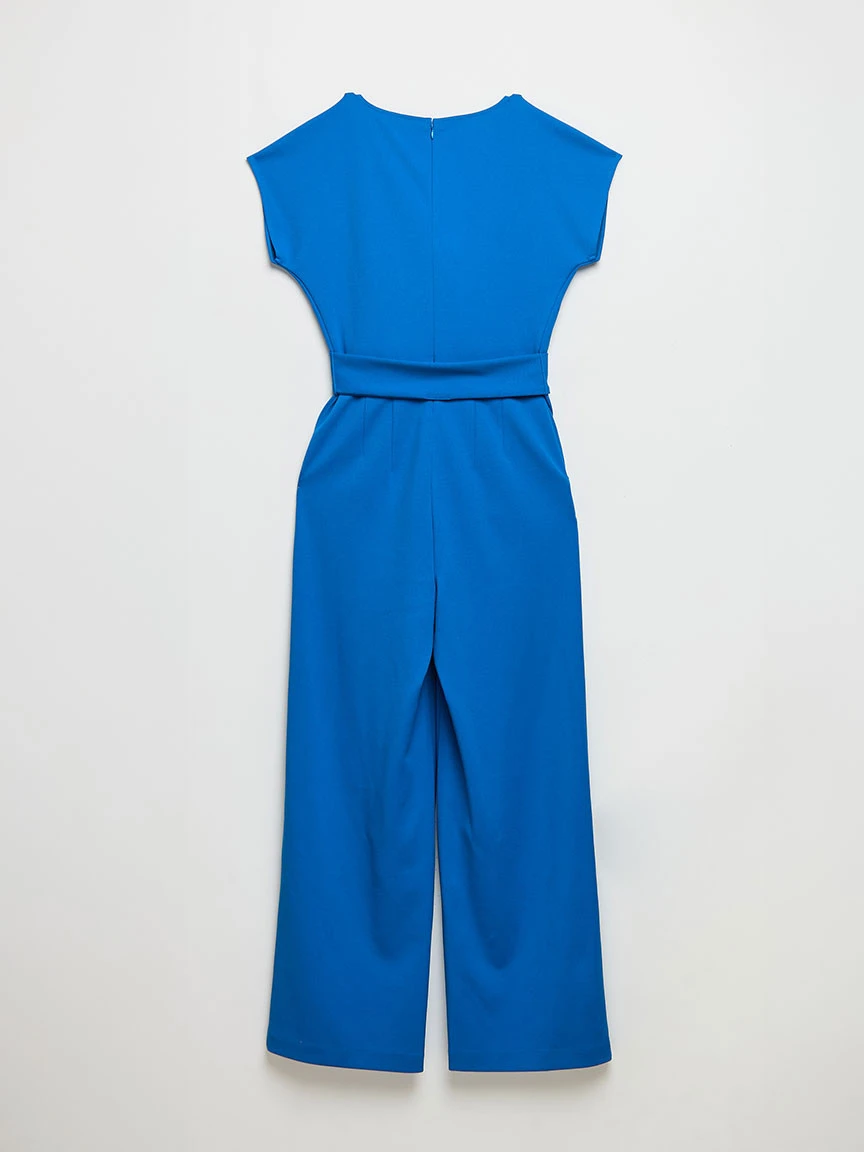 Venus Wide Leg Jumpsuit in Iconic Crepe in Directoire Blue