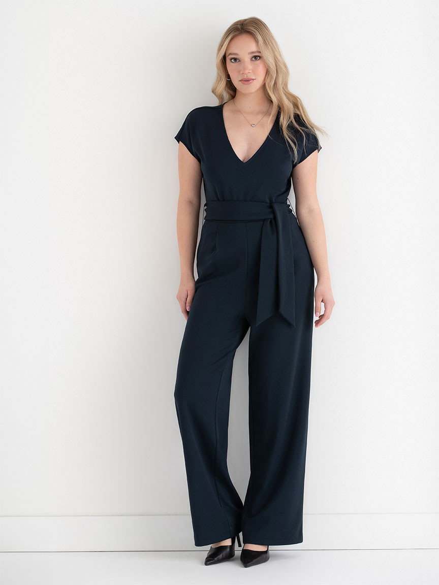 Venus Wide-Leg Jumpsuit in Iconic Crepe in Salute