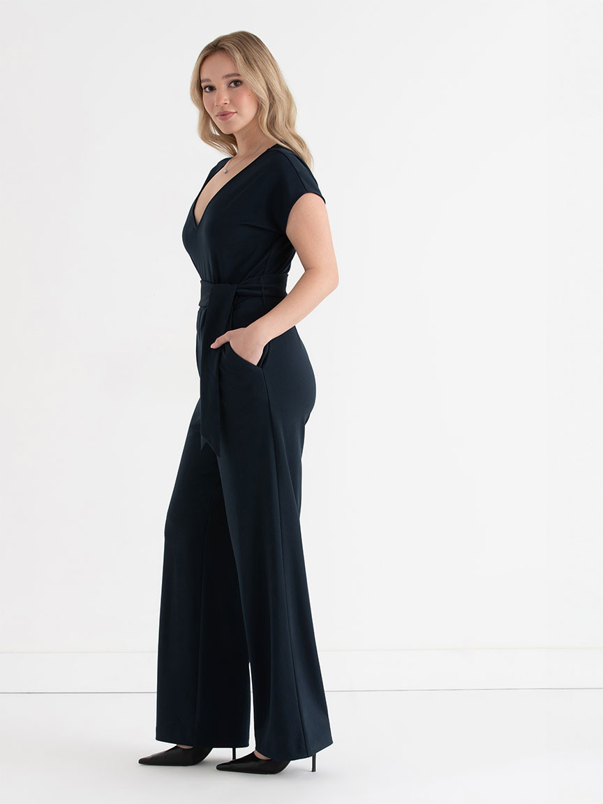 Venus Wide-Leg Jumpsuit in Iconic Crepe in Salute