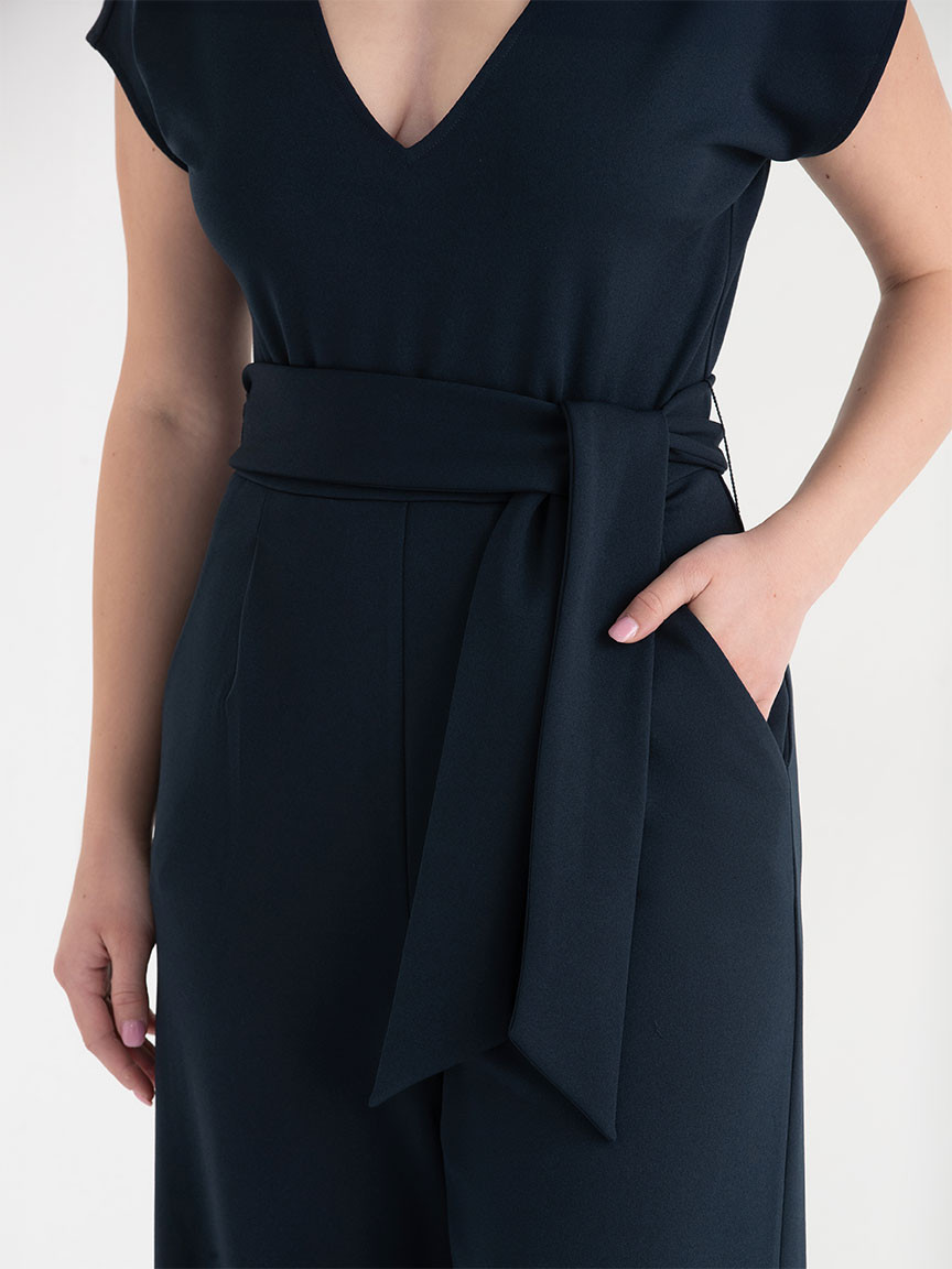 Venus Wide-Leg Jumpsuit in Iconic Crepe in Salute