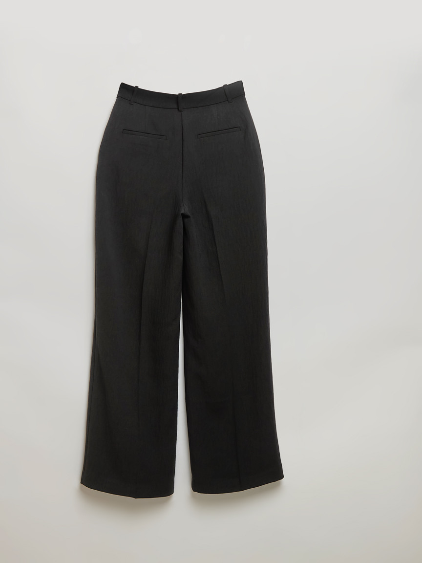 Maxwell Pleated Wide Leg Crepe Pant in Black
