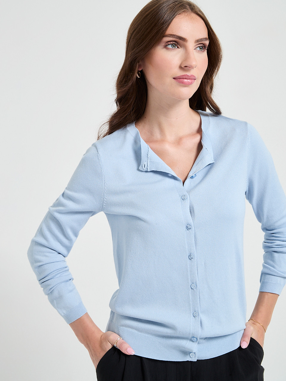 Crew Neck Cardigan Kentucky Blue