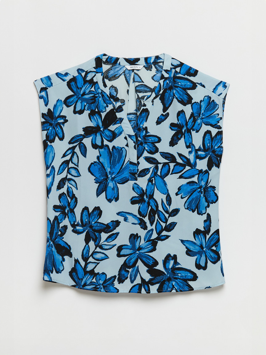 Linny Henley Extend Sleeve in Blue Floral