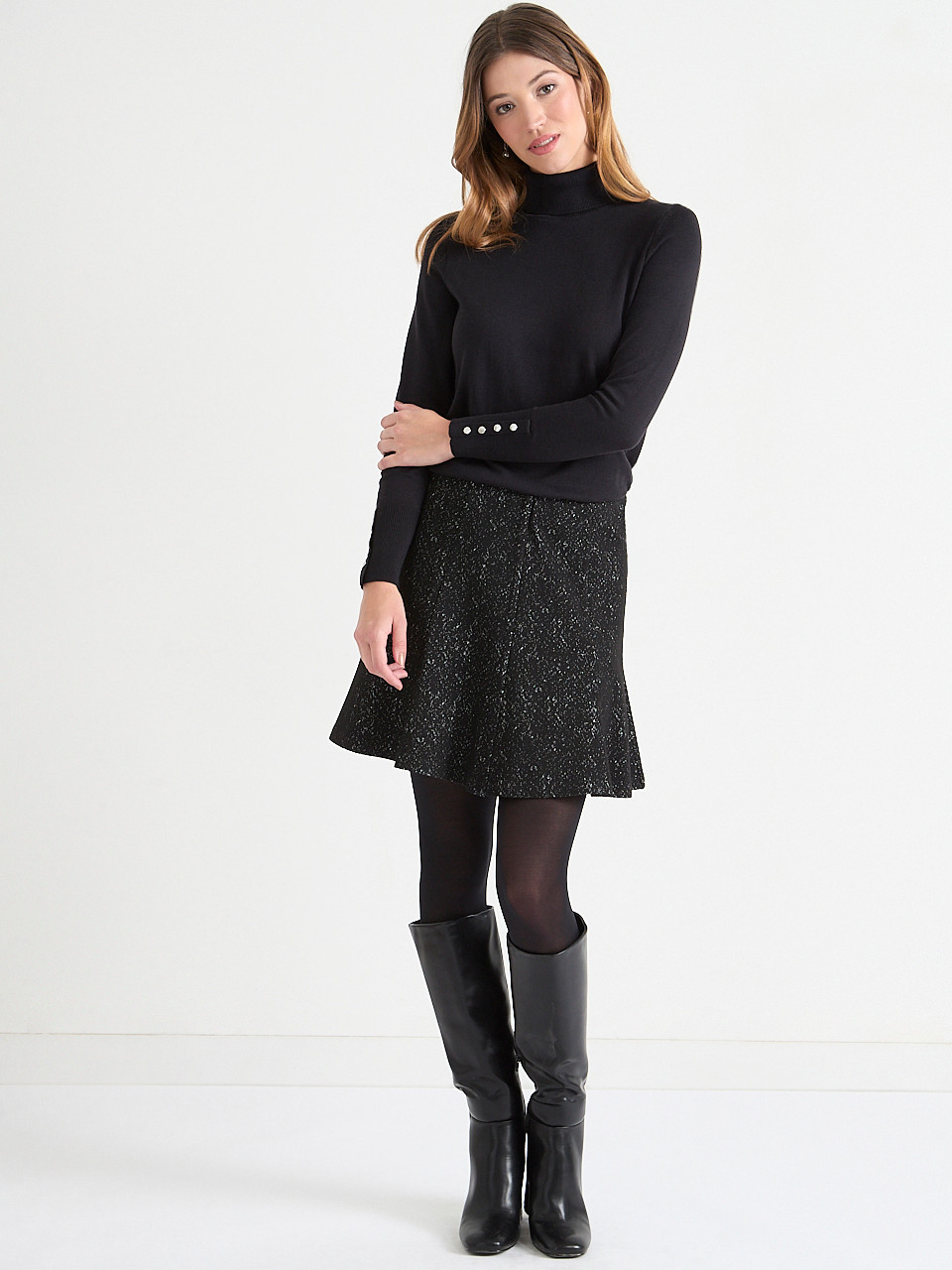 Cashmere-Blend Turtleneck Sweater Black