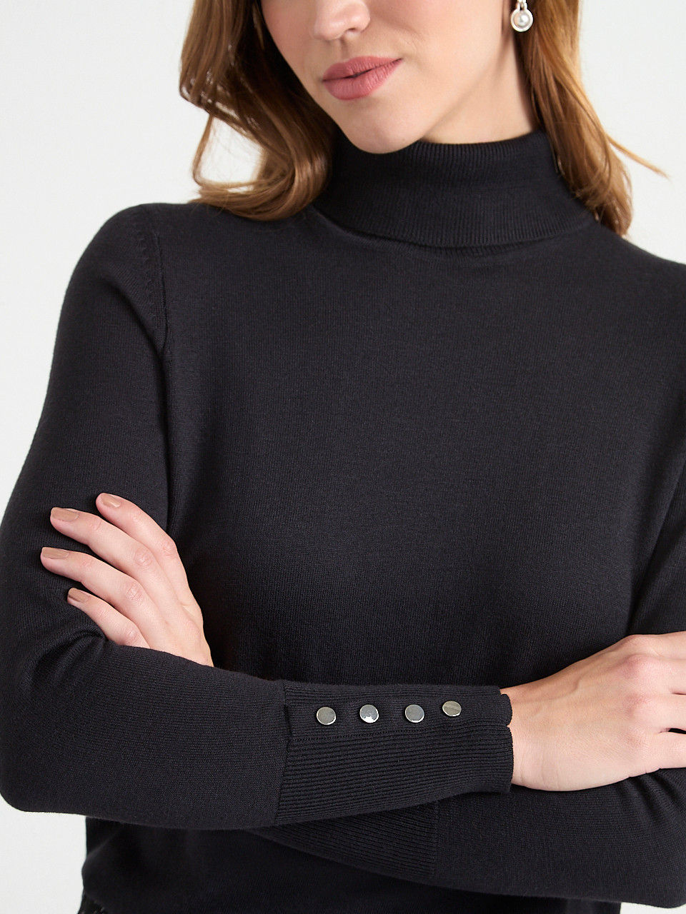Cashmere-Blend Turtleneck Sweater Black