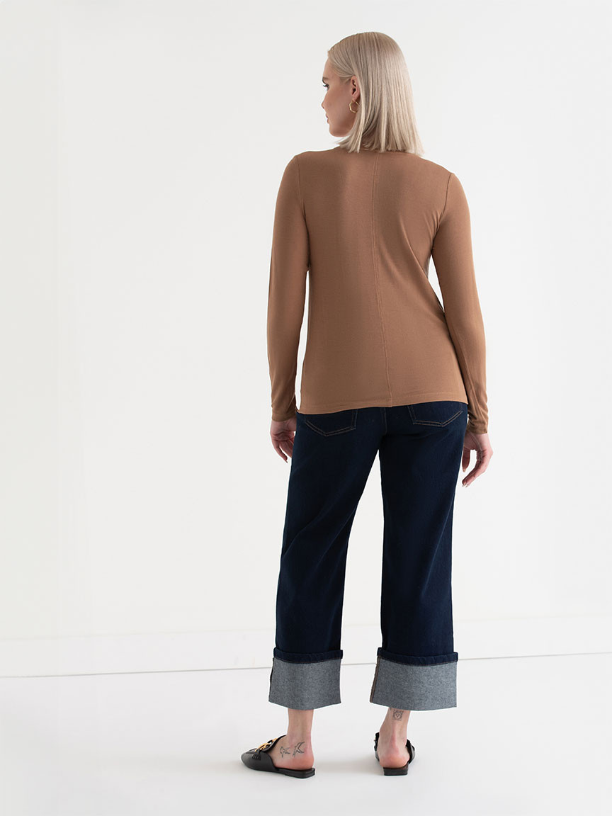 Long Sleeve T-Shirt in Modal in Toasted Coconut