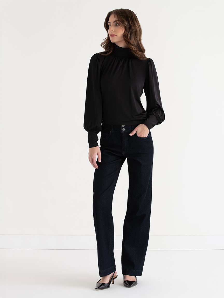 Mock Neck Top in Black