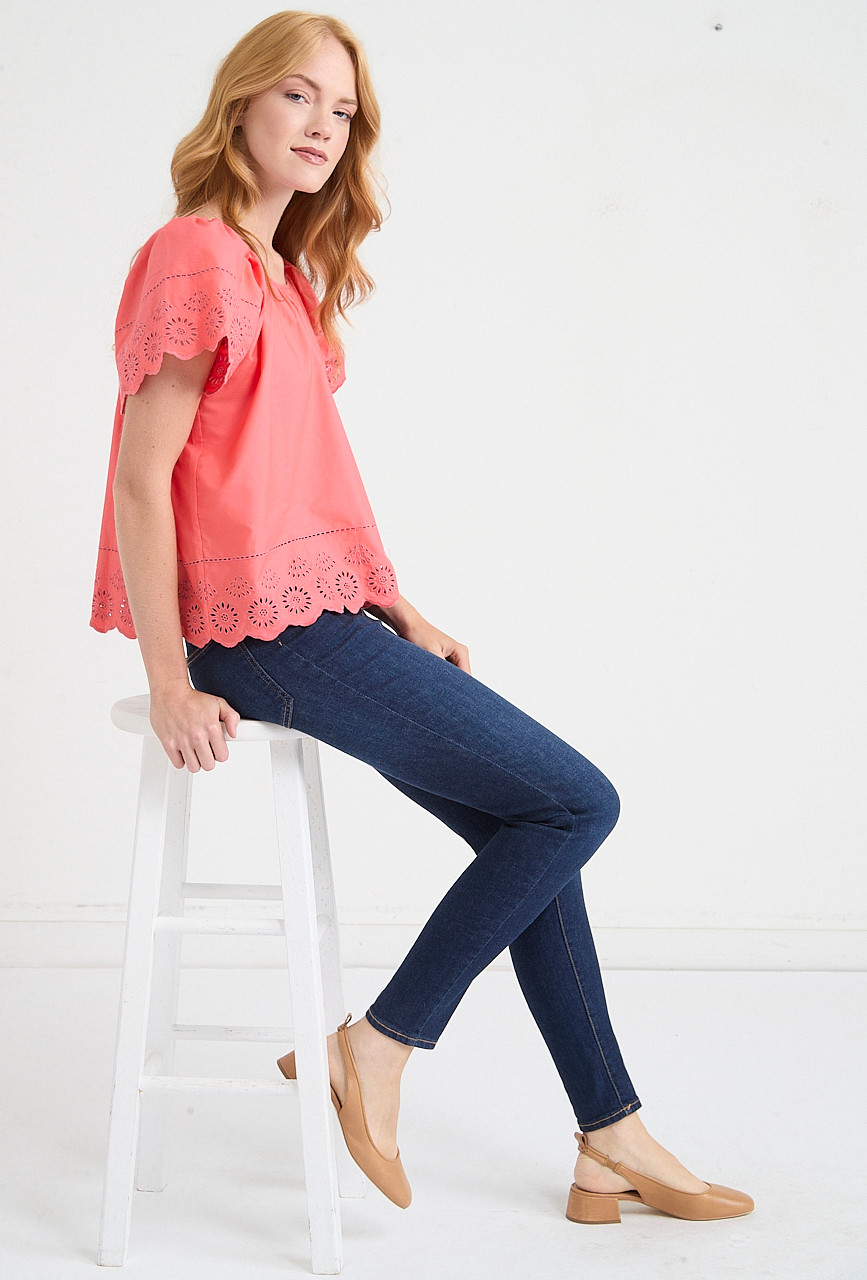 Short Sleeve Eyelet Top