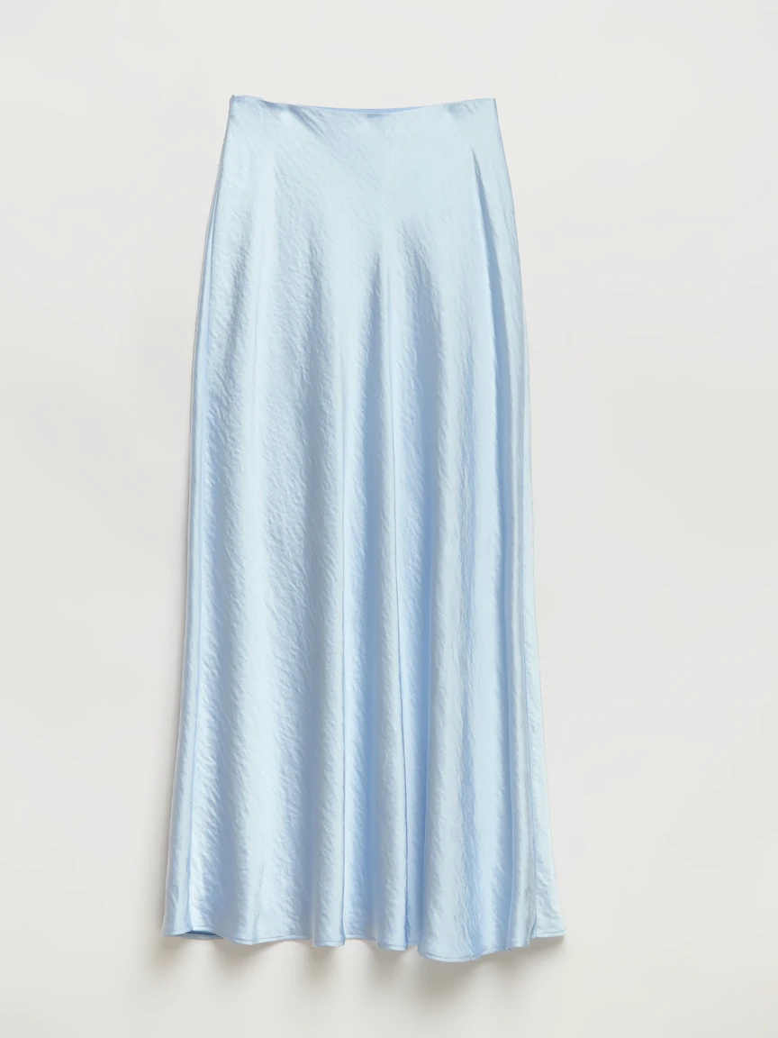 Maxi Satin Skirt in Kentucky Blue