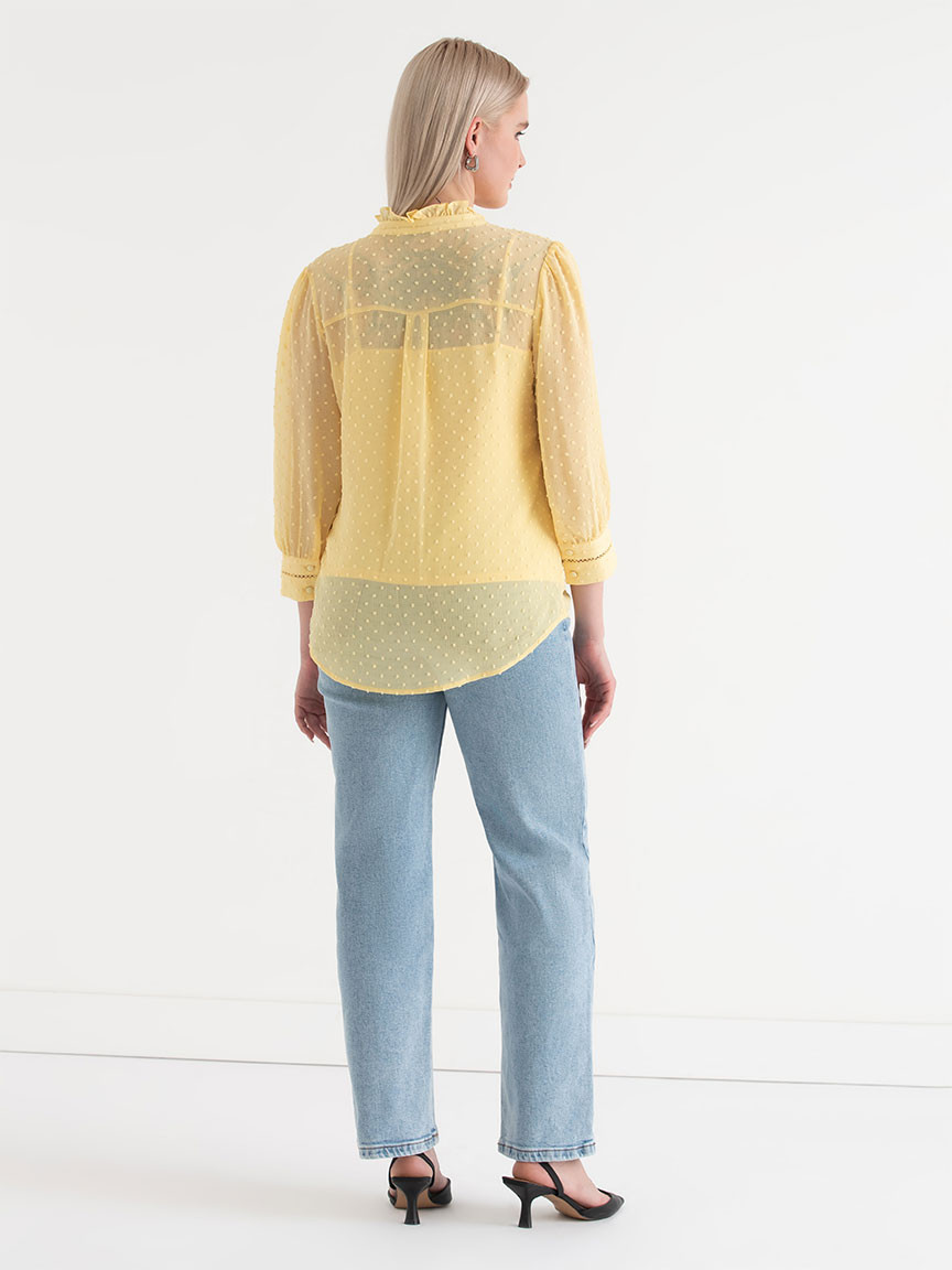 Swiss Sleeve 3/4 Blouse Pale Banana