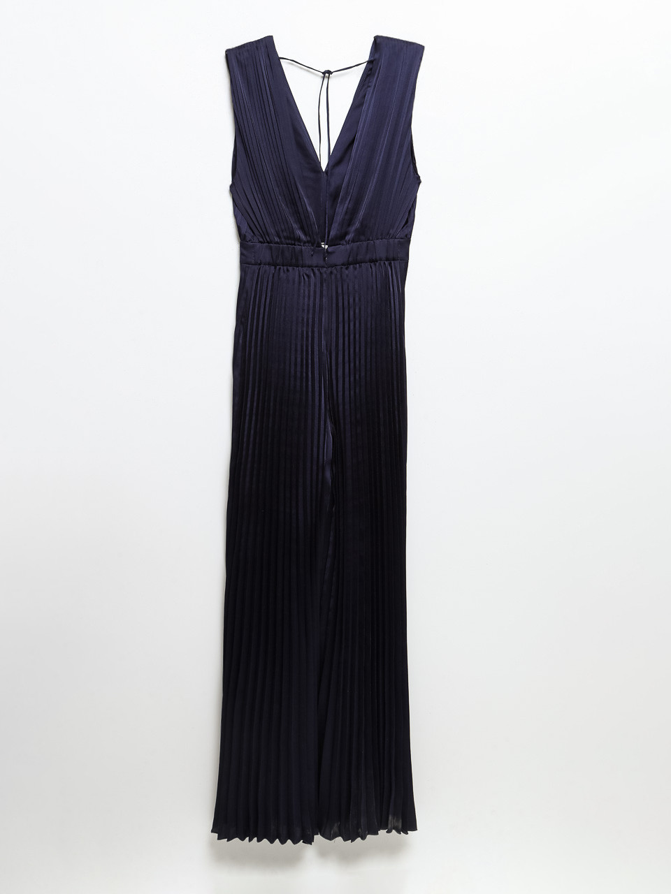 Satin Pleated Jumpsuit Evening Blue