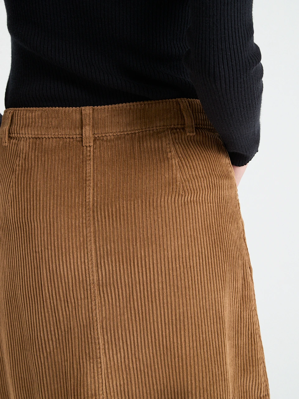 Button Front Mini Corduroy Skirt