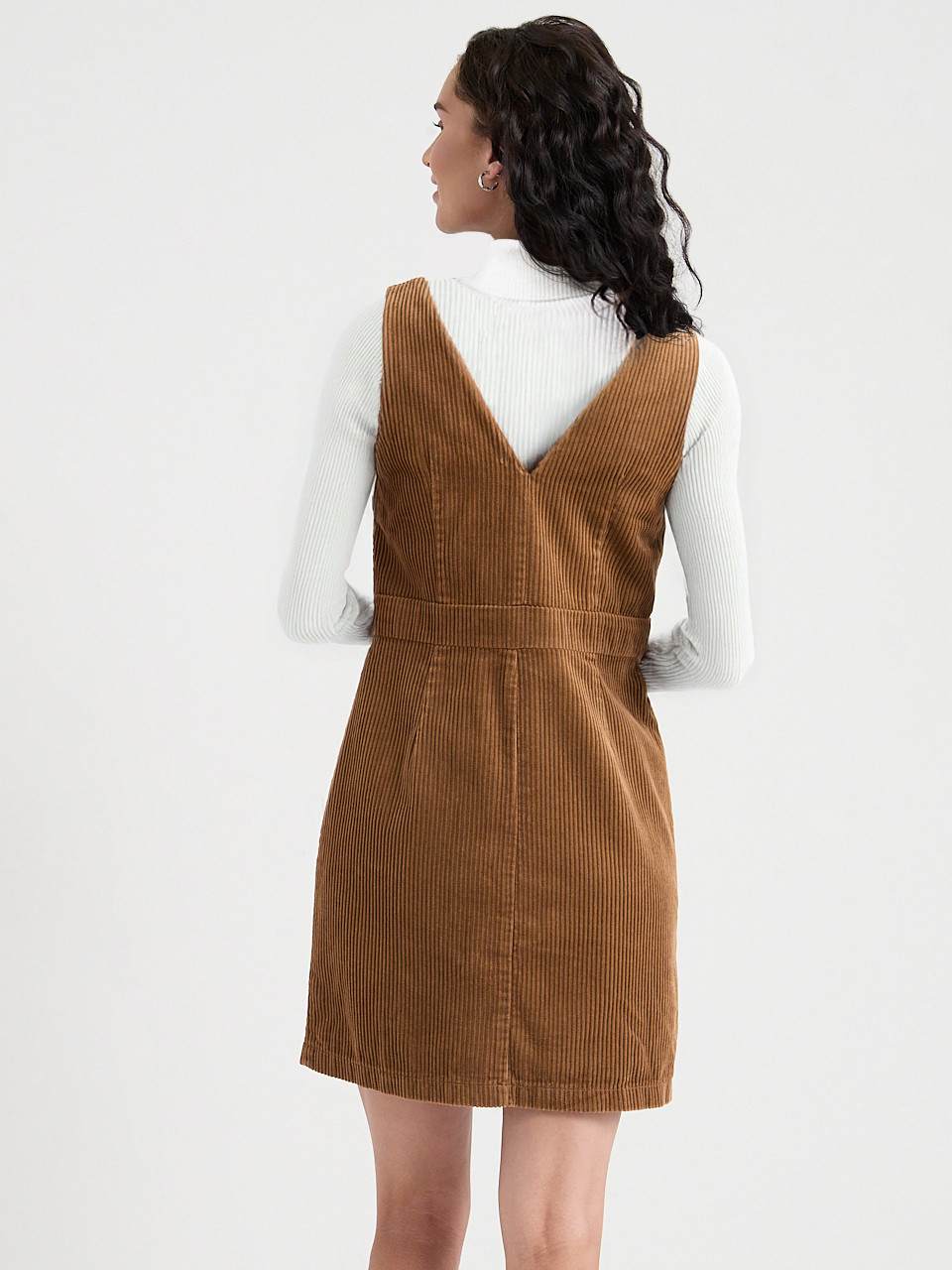 Everyday Corduroy Button-Front Pinafore Dress