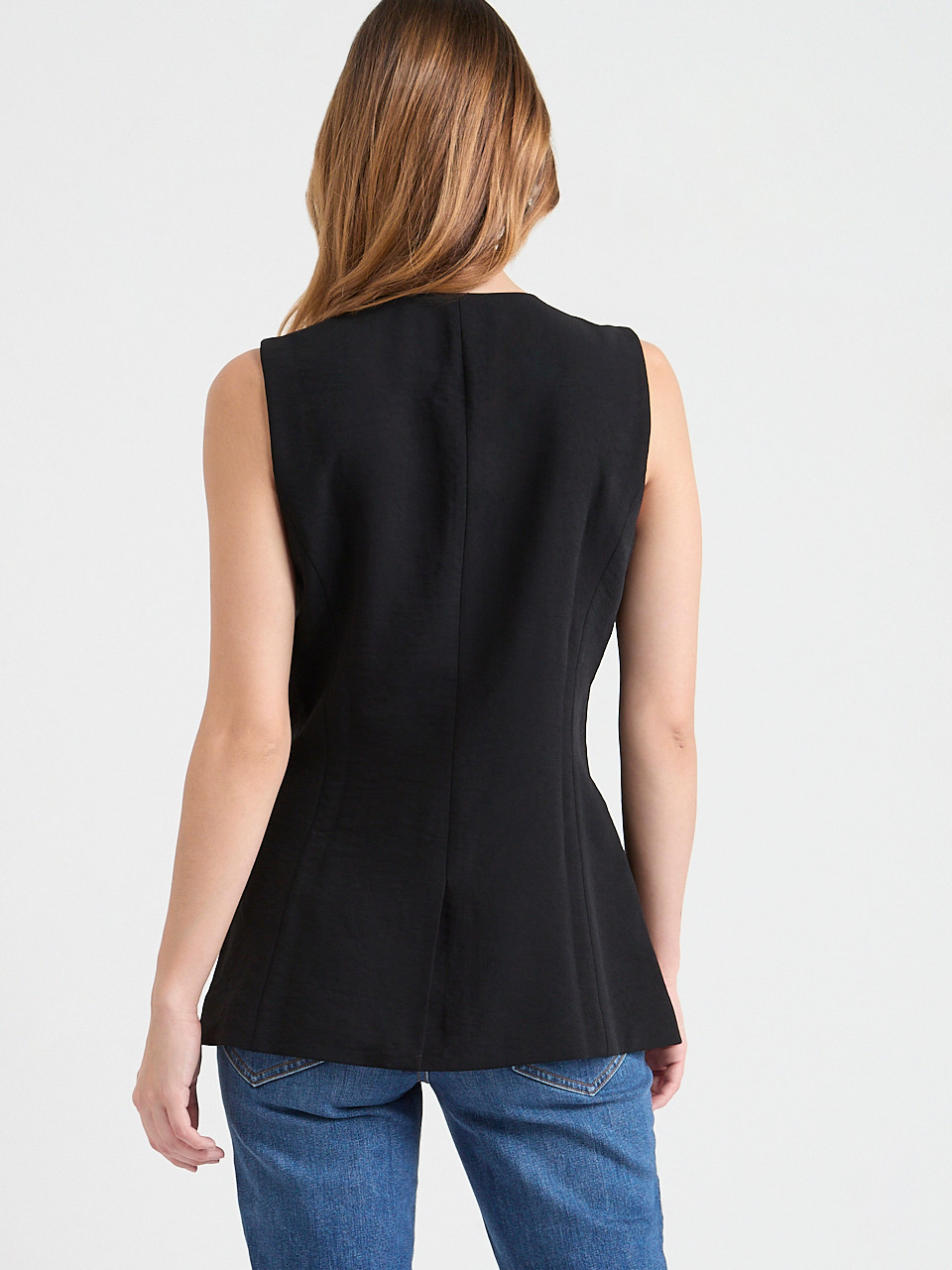 BRIEFING ◆WOMENS WR CREW NECK KNIT VEST Tie-Front Sweater Vest in JF Black from Joe Fresh