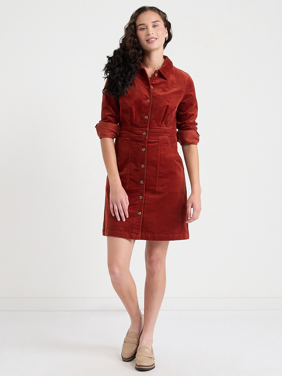 Long Sleeve Corduroy Shirt Dress Ricki's