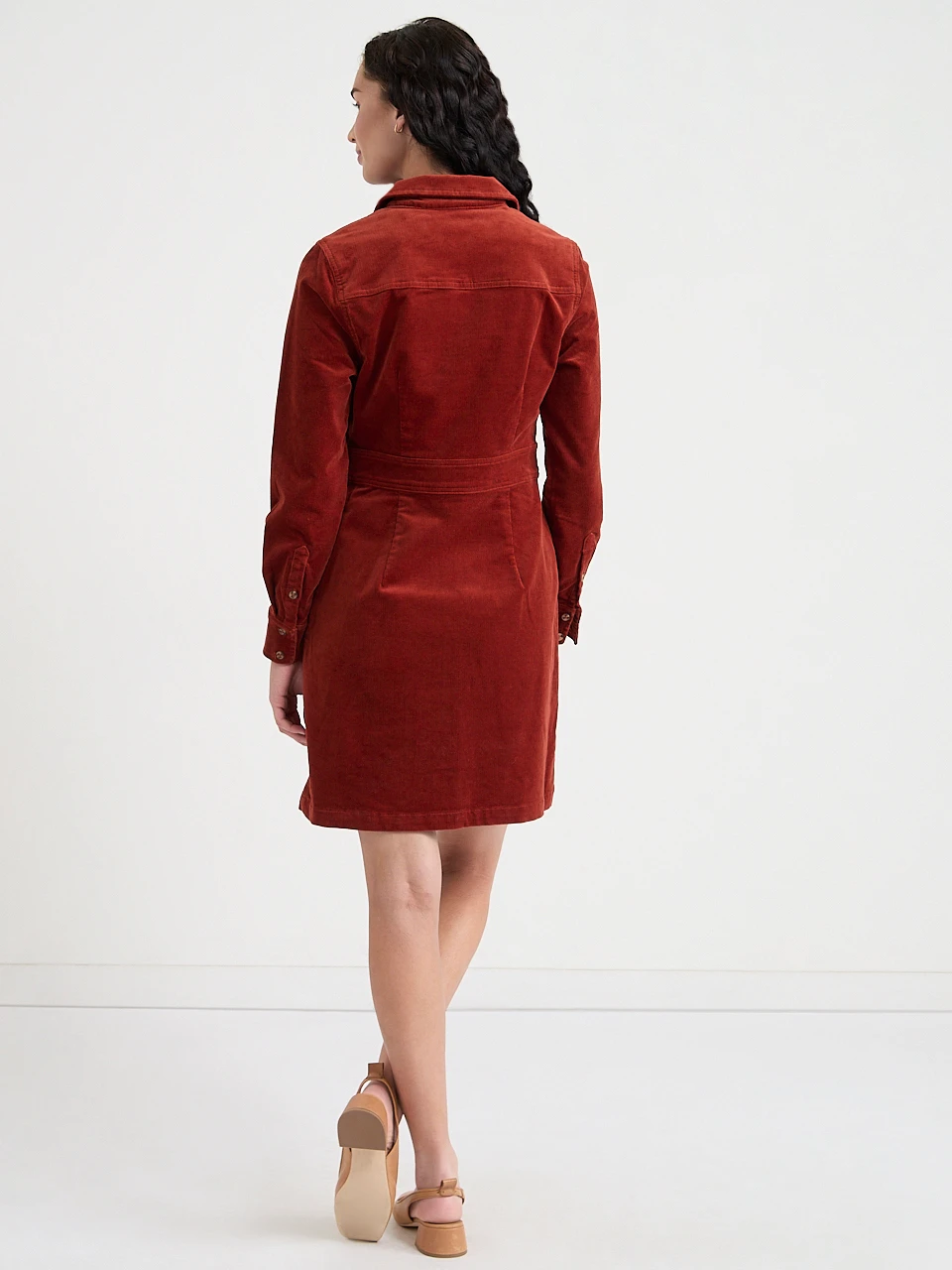 Long Sleeve Corduroy Shirt Dress