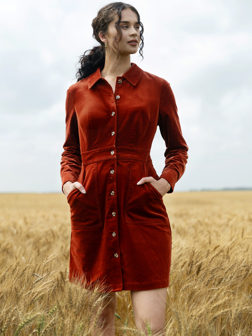 shirt dress corduroy FRANK & EILEEN Rory Maxi Shirtdress Camel Features a sharp pointed collar Wrangler Women's Corduroy Western Shirt