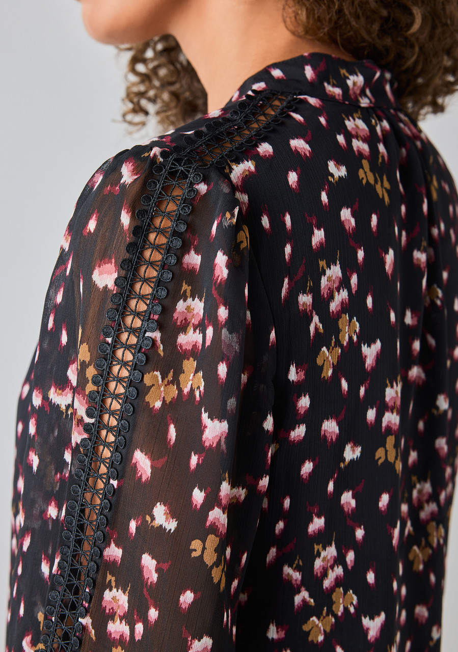 Long Sleeve Blouse with Lace Insert